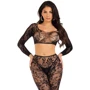 Комплект Leg Avenue Crop top & footless tights Black One Size: Вид Комплекты