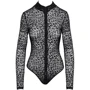 Боді Noir Handmade F287 Leopard flock bodysuit with long sleeves Black, 3XL: Вид Боди
