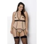 Корсет з пажами Passion Viena Corset + стрінги 4XL/5XL beige