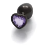 Металлическая анальная пробка Ouch! Heart Gem Gunmetal - Amethyst Purple, S: Тип Анальные пробки