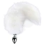 Металлическая анальная пробка с хвостом из натурального меха Art of Sex size M White fox