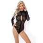 Боді Noir Handmade F287 Leopard flock bodysuit with long sleeves Black, 3XL: Декор Молния