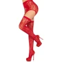 Панчохи Leg Avenue Leg Avenue Lace thigh highs & garterbelt Red One Size: Застосування На ноги