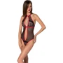 Сетчатое боди с кружевом на груди Passion SATARA BODY Black/Red L/XL