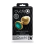 Металевий анальний затор Ouch! Heart Gem Gold - Emerald Green, М фото 7