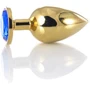 Анальна пробка із кристалом Toyfa Metal Gold anal plug blue gem: Наявність вібрації  Нет