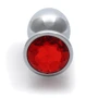 Металлическая анальная пробка Ouch! Heart Gem Silver - Ruby Red, М фото 6