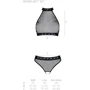 Белье с открытым доступом Passion MOONLIGHT SET Black S/M: Декор Люверсы