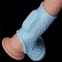 Насадка на член LoveToy Knights Ring Vibrating Drip With Scrotum Sleeve Blue: Наличие вибрации Есть