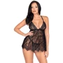 Пеньюар Leg Avenue Floral lace babydoll & string Black S: Декор Без декора