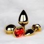 Металевий анальний затор Ouch! Heart Gem Gold - Ruby Red, S: Особливості С кристаллами