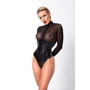 Боди Noir Handmade F321 Edge wetlook and mesh body with rings Black, 3XL