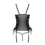 Сетчатый корсет из эко-кожи, с люверсами и съемными пажами Passion Malwia Corset black 6XL/7XL (стринги в комплекте): Для кого Для женщин