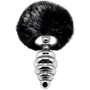 Металлическая анальная пробка Кроличий хвостик Alive Fluffly Twist Plug M Black: Для кого Унисекс