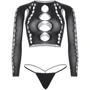 Комплект Leg Avenue Long sleeve crop top & string Black One Size: Узор Однотонный