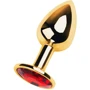 Анальная пробка с кристаллом Metal By Toyfa Gold anal plug ruby