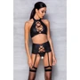 Комплект из эко-кожи с имитацией шнуровки Nancy Set black L/XL - Passion: Вид Комплекты