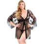 Черный пеньюар с кружевом и стринги Fantasy Lingerie, XL/XXL