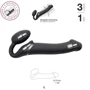 Безремневой страпон с вибрацией Strap-On-Me Vibrating Black L: Тип Двухсторонние
