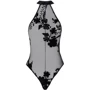 Боди Noir Handmade F314 Ego flocked mesh halter bodysuit Black, M: Вид Боди