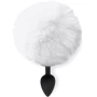 Силиконовая анальная пробка М Art of Sex - Silicone Bunny Tails Butt plug, белый: Наличие вибрации Нет