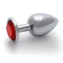 Металлическая анальная пробка Ouch! Heart Gem Silver - Ruby Red, М: Тип Анальные пробки
