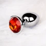 Металлическая анальная пробка Ouch! Heart Gem Silver - Ruby Red, М фото 7