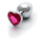 Металлическая анальная пробка Ouch! Heart Gem Silver - Rubellite Pink, М