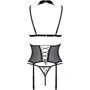 Корсет с открытой грудью Passion DOMINICA CORSET Вeige L/XL (стринги в наборе): Декор Шнуровка