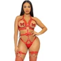 Портупея-тедді з ременів Leg Avenue Studded O-ring harness teddy Red M Red