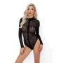 Боді Noir Handmade F287 Leopard flock bodysuit with long sleeves Black, 3XL