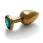 Металевий анальний затор Ouch! Heart Gem Gold - Emerald Green, М фото 6