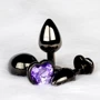 Металлическая анальная пробка Ouch! Heart Gem Gunmetal - Amethyst Purple, S: Материал Медицинский металл