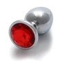 Металлическая анальная пробка Ouch! Heart Gem Silver - Ruby Red, М: Материал Медицинский металл