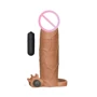 Насадка с вибрацией LoveToy Pleasure X-Tender Vibrating Penis Sleeve Flesh Add 3", Brown
