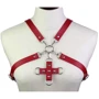 Портупея с фиксатором Women's PU Leather Chest Harness Caged Bra RED