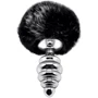 Металлическая анальная пробка Кроличий хвостик Alive Fluffly Twist Plug S Black: Тип Анальные пробки