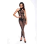 Бодистокинг Noir Handmade F315 Ego flocked mesh halter catsuit Black, M: Декор Молния