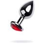 Анальная пробка с кристаллом ToyfaMetal Silver anal plug red gem