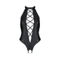 Боди из эко-кожи с имитацией шнуровки и открытым доступом Nancy Body black XXL/XXXL - Passion: Вид Боди