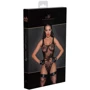 Боді Noir Handmade F242 Tulle body with patterned flock embroidery Black, M: Фактура Сетка