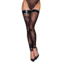 Панчохи Noir Handmade F243 Tulle stockings with patterned flock embroidery Вlack, 3XL