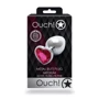 Металлическая анальная пробка Ouch! Heart Gem Silver - Rubellite Pink, М: Тип Анальные пробки