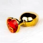 Металевий анальний затор Ouch! Heart Gem Gold - Ruby Red, S: Для кого Унисекс