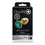 Металлическая анальная пробка Ouch! Heart Gem Gold - Emerald Green, S: Особенности С кристаллами