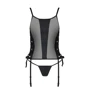 Сетчатый корсет из эко-кожи, с люверсами и съемными пажами Passion Malwia Corset black 6XL/7XL (стринги в комплекте): Применение На тело