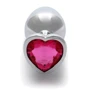 Металлическая анальная пробка Ouch! Heart Gem Silver - Rubellite Pink, М фото 6