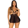 Пеньюар Leg Avenue Lace and mesh babydoll & panty Black S: Фактура Сетка