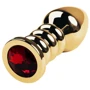 Анальна пробка із кристалом Toyfa Metal Gold anal plug dark red gem: Наявність вібрації  Нет
