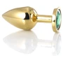 Анальна пробка із кристалом Toyfa Metal Gold anal plug green gem: Наявність вібрації  Нет